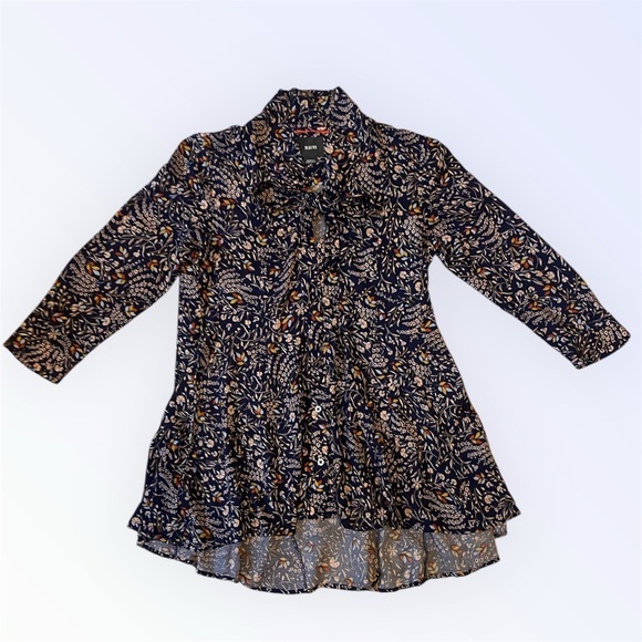 Maeve Tops - Maeve by Anthropologie Navy Floral Button-Front Tunic Dress XS